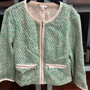 CAbi Green and Cream Textured Blazer